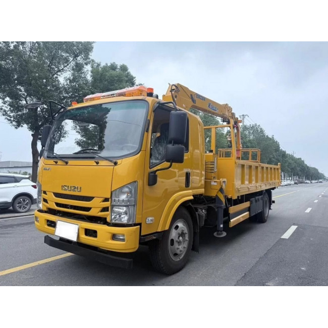 Aerial platform dump truck with a crane ISUZU ELF KV100 4x4, 205 hp.